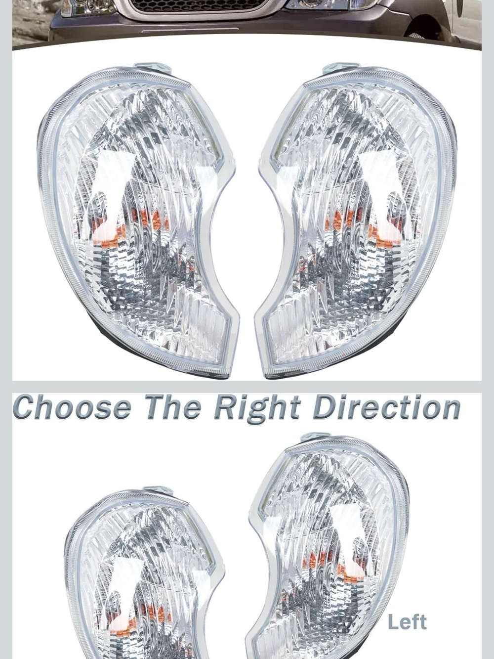Clear Lens Pair of Replacement Front Turn Signal Lights - Left & Right